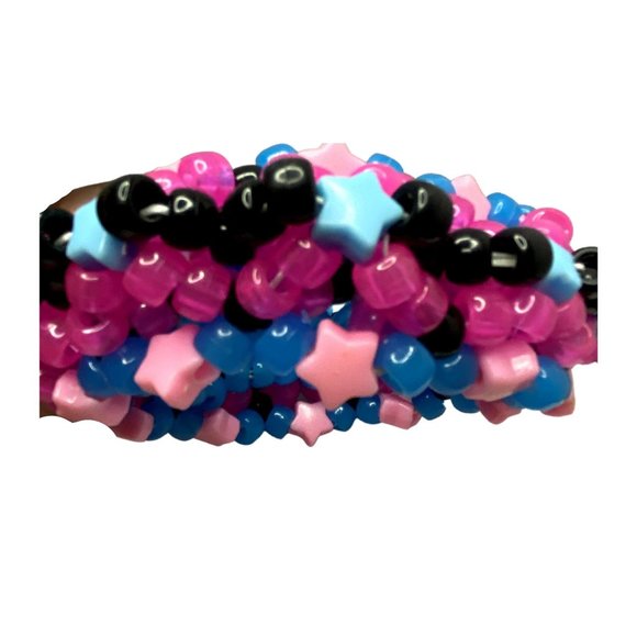 Super Nova 3d Kandi Cuff/Glow-in-Dark Pink-Blue/Light Blue-Light Pink 11 Inches - Picture 3 of 8
